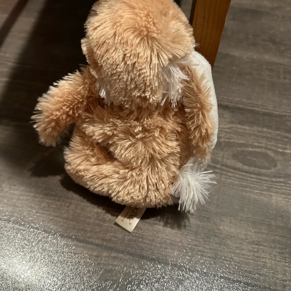 Dandee / Dan Dee Tan & White Fluffy Plush Stuffed Bunny Rabbit Stitched Eyes 7" - Picture 3 of 4